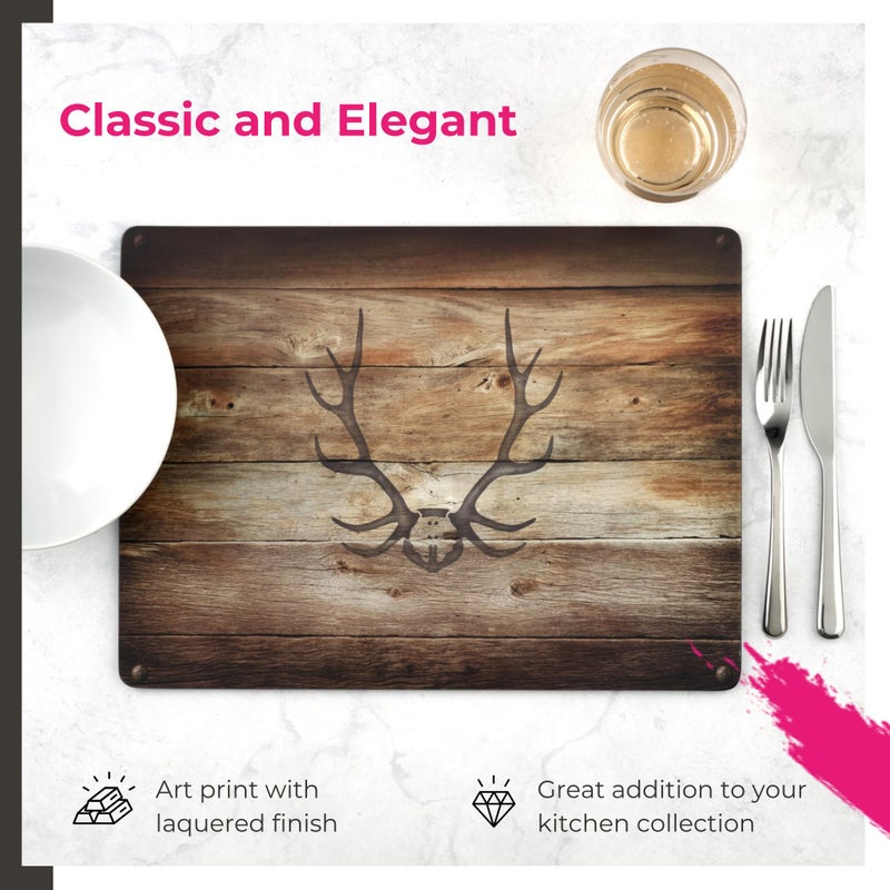 Pimpernel Lodge Collection Placemat Set â€“ (15.7" x 11.7") Cork-Backed Boards with Rustic Antler & Wood Artwork, Heat & Stain Resistant Lacquered Finish, Decorative Table Mats for Dining & Kitchen - Image 5
